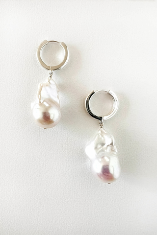 Baroque Pearl Huggies Sterling Silver