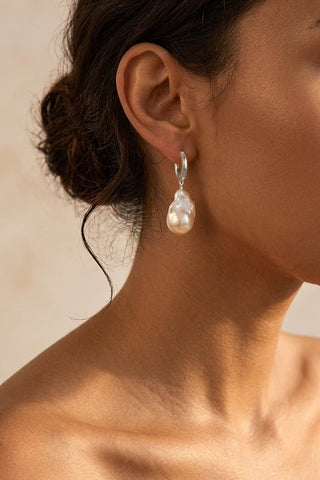 Baroque Pearl Huggies Sterling Silver