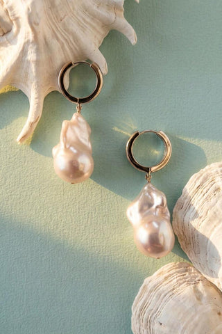 Baroque Pearl Huggies Sterling Silver