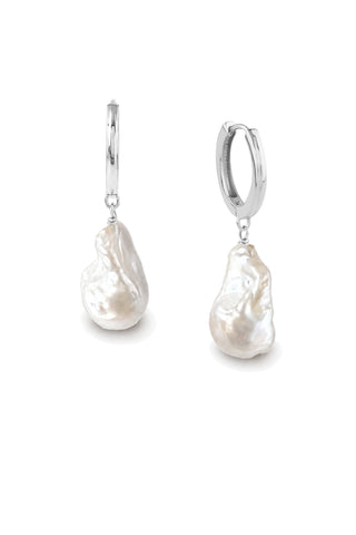 Baroque Pearl Huggies Sterling Silver