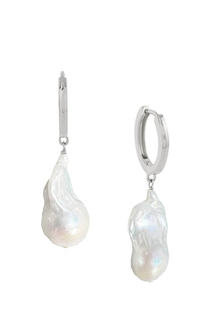 Men's Baroque Pearl Huggies Sterling Silver