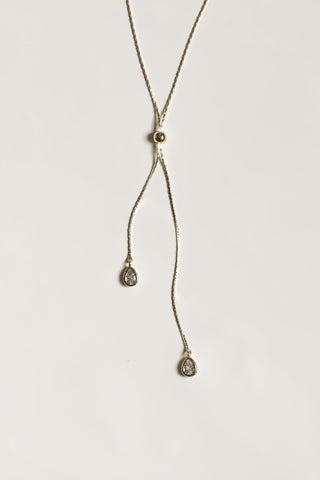 Bezel Crystal Lariat Necklace