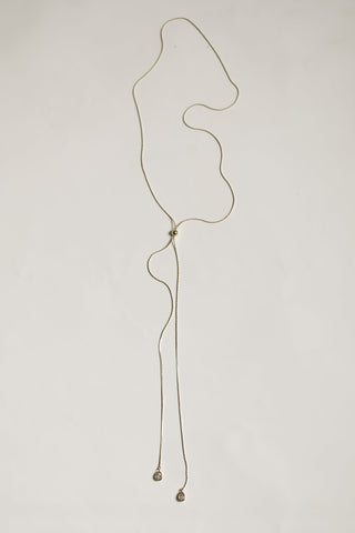 Bezel Crystal Lariat Necklace