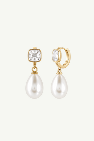 Bezel x Pearl Hoop Drops