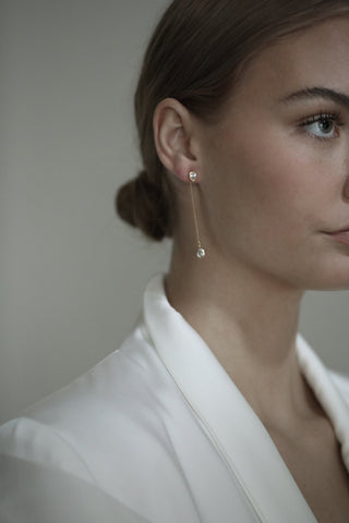 Bezel 2:1 Teardrop Strand Earrings