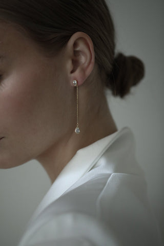 Bezel 2:1 Teardrop Strand Earrings
