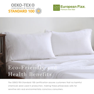 100% Pure French Linen Pillowcases (Set of 2) - White