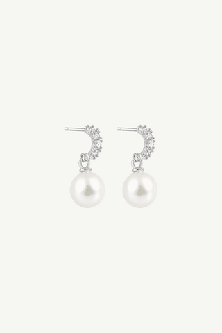 Pearl Pave Huggie Drop Earrings