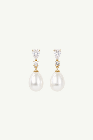 Crystal Stacked Pearl Drop Earrings