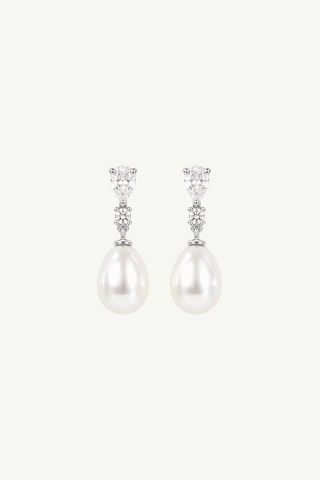 Crystal Stacked Pearl Drop Earrings