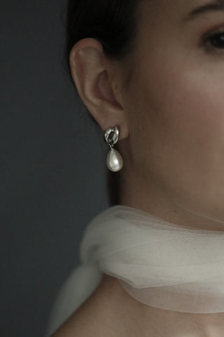 Double Orb Pearl Drop Earrings