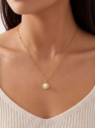 Seashell Pearl Pendant Necklace
