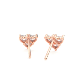 Story of Three Hearts Lab Grown Diamond Heart Stud Earrings Rose Gold