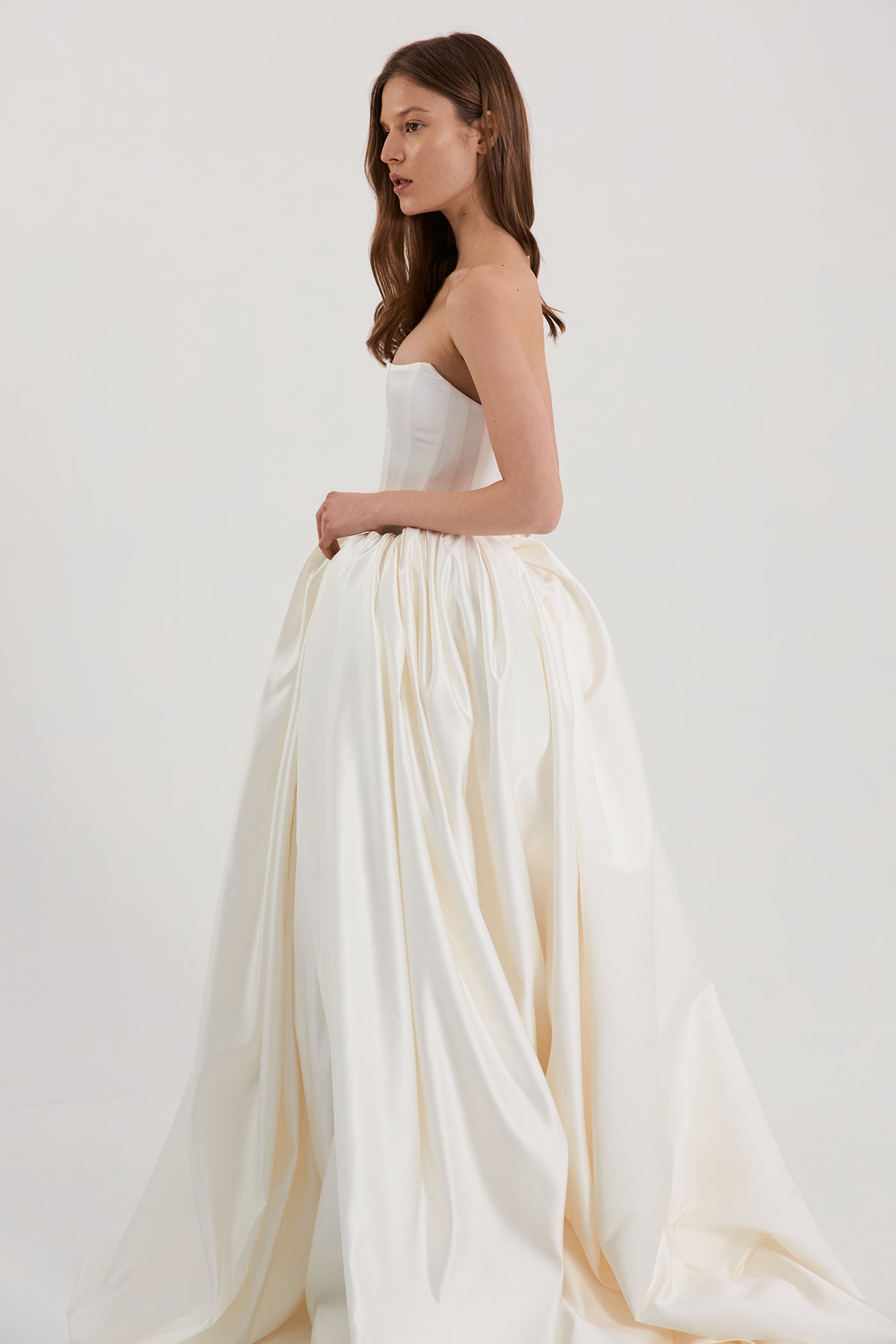 Monetre Eterna Drop Waist Ball Gown Wedding Dress Silk / XS / Off-White