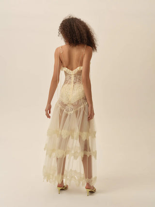 for love and lemons white lace maxi dress For Love & Lemons Lorena Maxi Dress White Lace