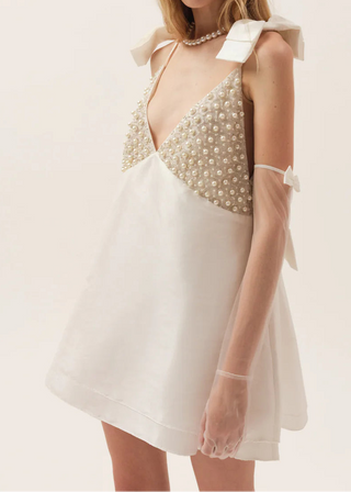 Pearly Bow Mini Dress