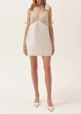 Pearly Bow Mini Dress