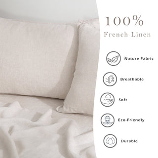 100% Pure French Linen Pillowcases (Set of 2) - Natural Linen