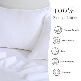 100% Pure French Linen Pillowcases (Set of 2) - White