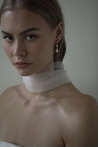 Sculptural Tier Pearl Drop Earrings