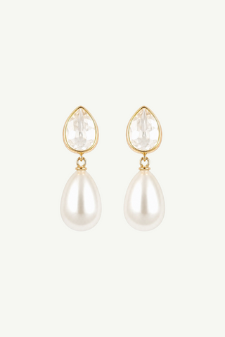 Teardrop Crystal Pearl Drop Earrings