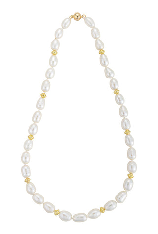 Baroque Pearl Necklace with Gold Beads