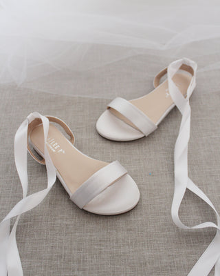 Satin Flat Sandal with Ballerina Lace Up