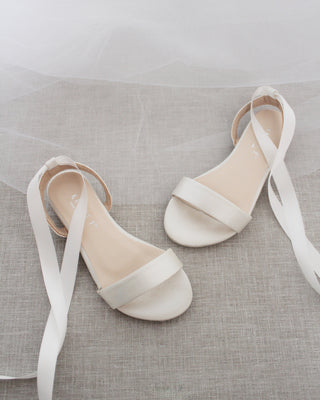 Satin Flat Sandal with Ballerina Lace Up