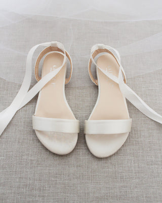 Satin Flat Sandal with Ballerina Lace Up