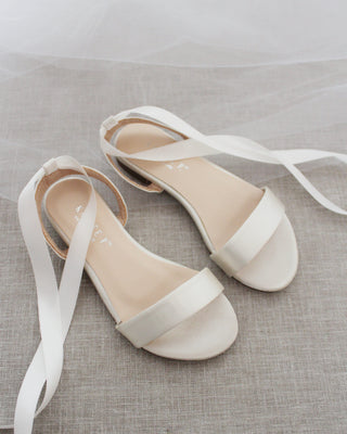 Satin Flat Sandal with Ballerina Lace Up