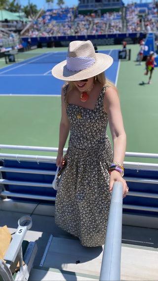 Zinnia Sun Hat - Long & Thin Ivory Grosgrain Ribbon