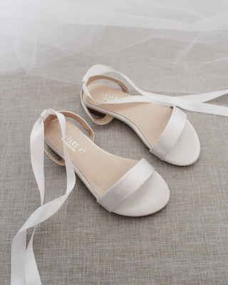 Satin Flat Sandal with Ballerina Lace Up