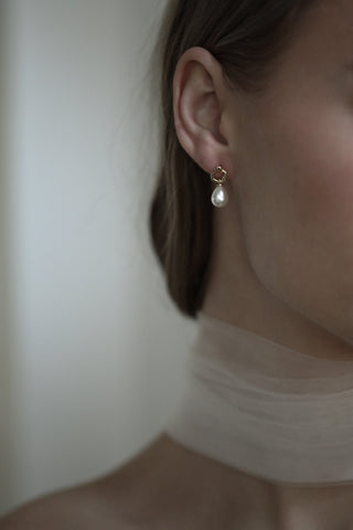 Gilded Micro Pearl Drop Earrings