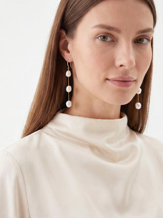 Triple Pearl Drop Earrings