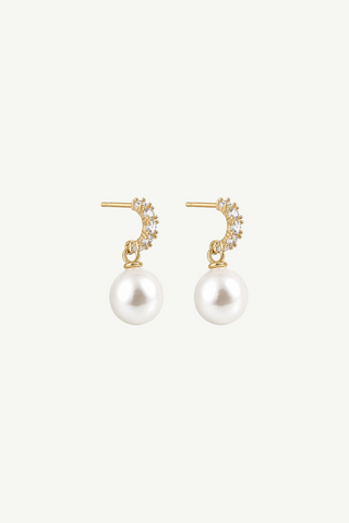 Pearl Pave Huggie Drop Earrings
