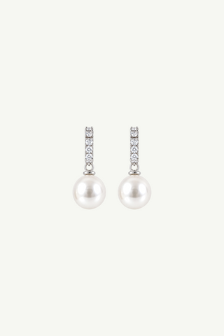 Pearl Pave Huggie Drop Earrings
