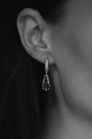 Pave Dewdrop Hoop Earrings