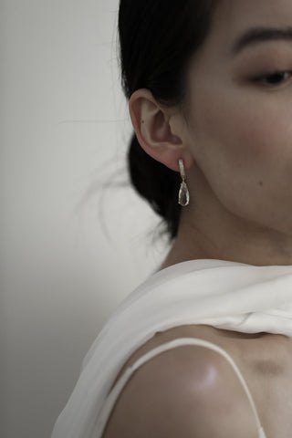 Pave Dewdrop Hoop Earrings