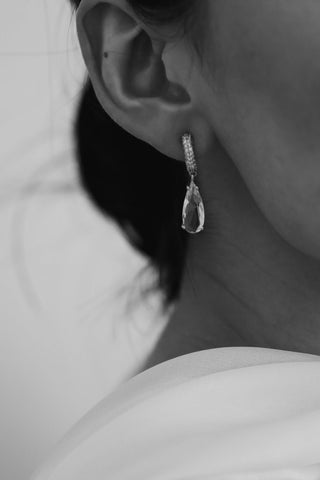 Pave Dewdrop Hoop Earrings