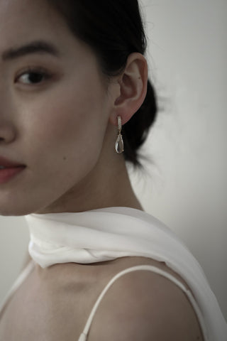 Pave Dewdrop Hoop Earrings
