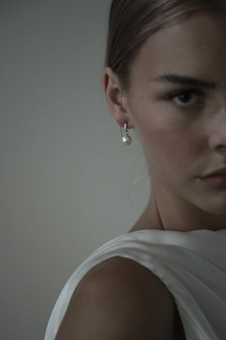 Pearl Pave Huggie Drop Earrings