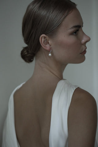 Pearl Pave Huggie Drop Earrings