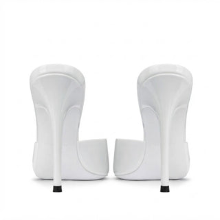 Becky White Peep-Toe Heeled Mules