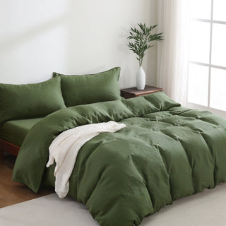 100% Linen Bedding Set (1 Duvet Cover 1 Fitted Sheet 2 Pillowcases)