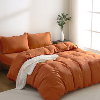100% Linen Bedding Set (1 Duvet Cover 1 Fitted Sheet 2 Pillowcases)