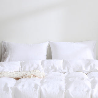 100% Pure French Linen Pillowcases (Set of 2) - White