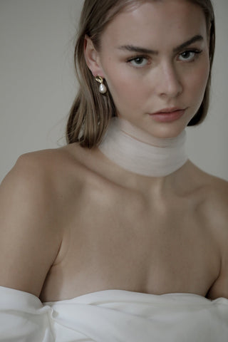 Sculptural Mini Pearl Drop Earrings
