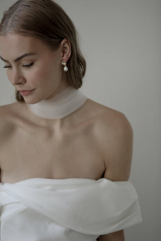 Sculptural Mini Pearl Drop Earrings
