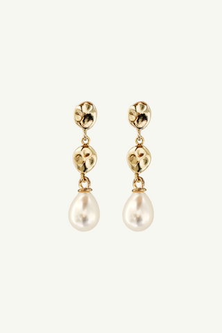 Sculptural Tier Pearl Drop Earrings