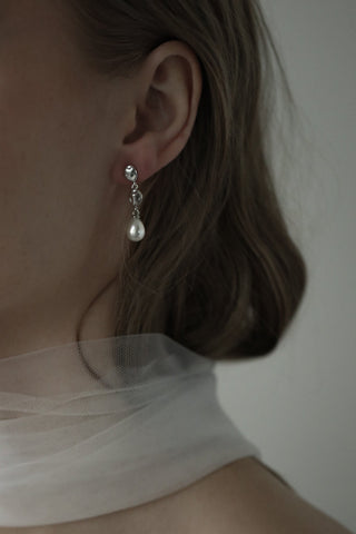 Sculptural Tier Pearl Drop Earrings